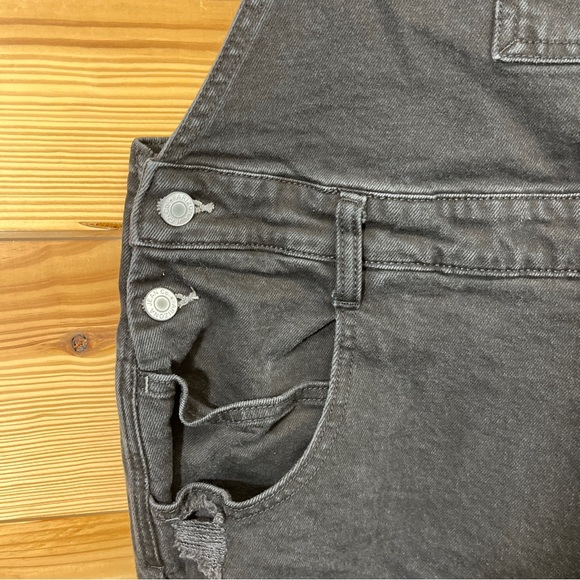 Arizona Jeans Denim Shortalls XXL Black Wash Overall Shorts Stretch Distress B57 - Picture 4 of 12